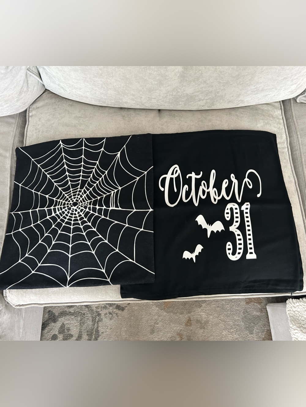 Set of 2 Black Halloween square pillow covers